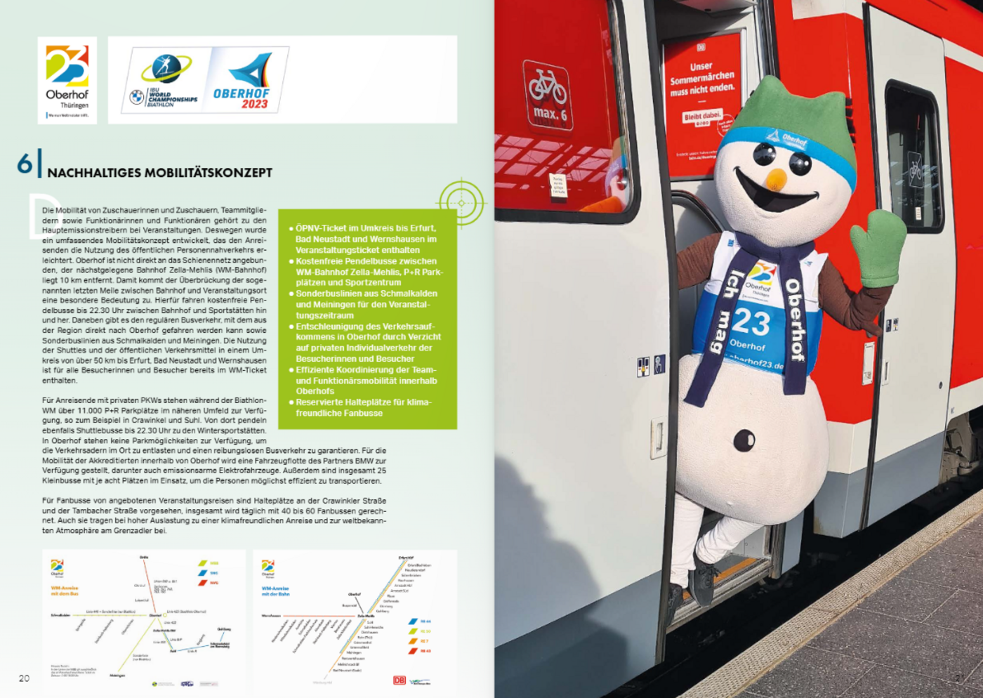 Innenseite des Nachhaltigkeitsreports mit Fokus auf das nachhaltige Mobilitätskonzept