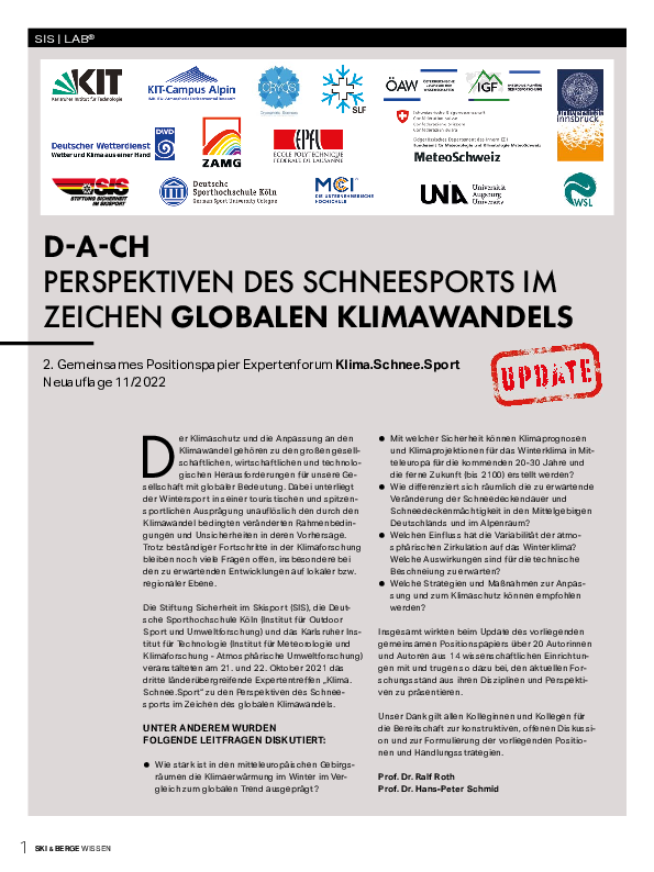 2. Positionspapier des Expertenforum DACH Klima.Schnee.Sport